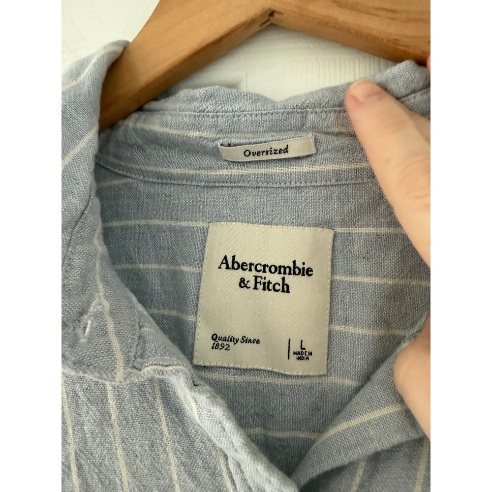Abercrombie Womens Oversized Striped Button Down Top Boyfriend Coastal Minimal